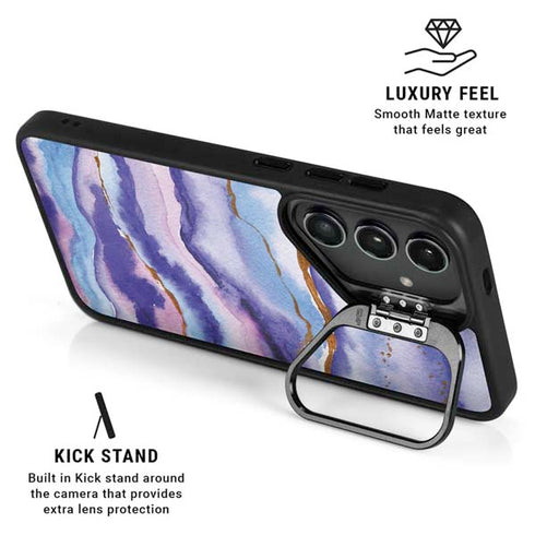 Blue Violet Watercolor Geode Galaxy S25 Kickstand Case